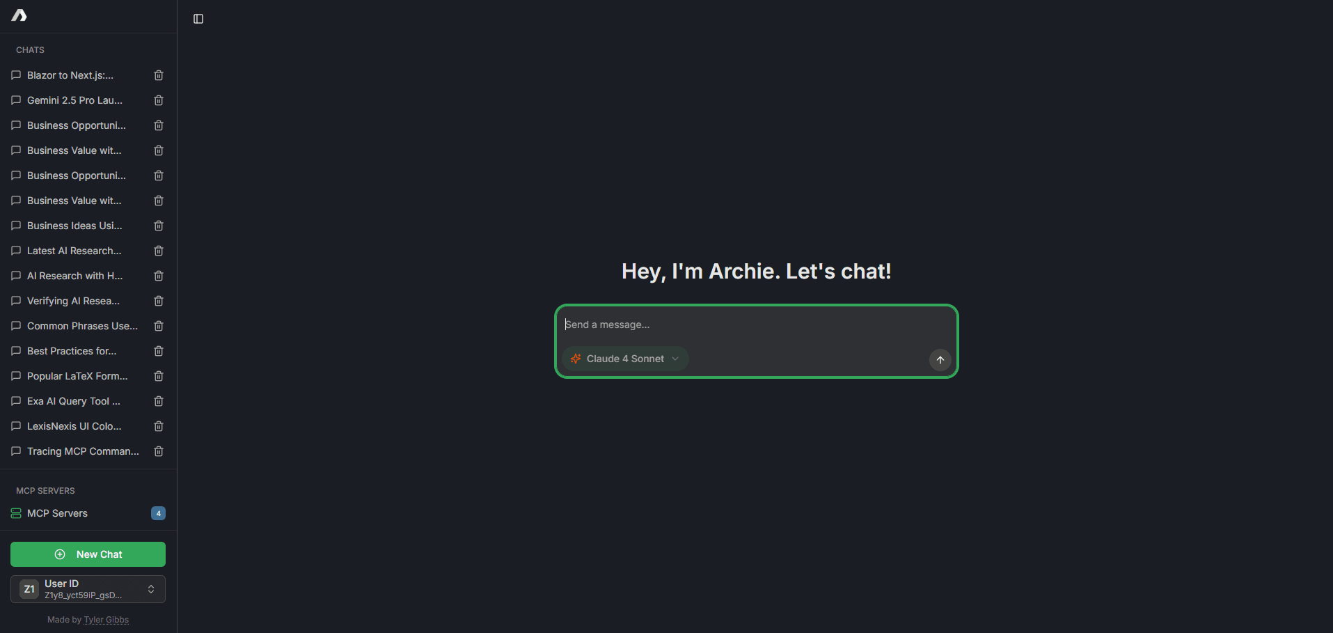 Screenshot of Web Application